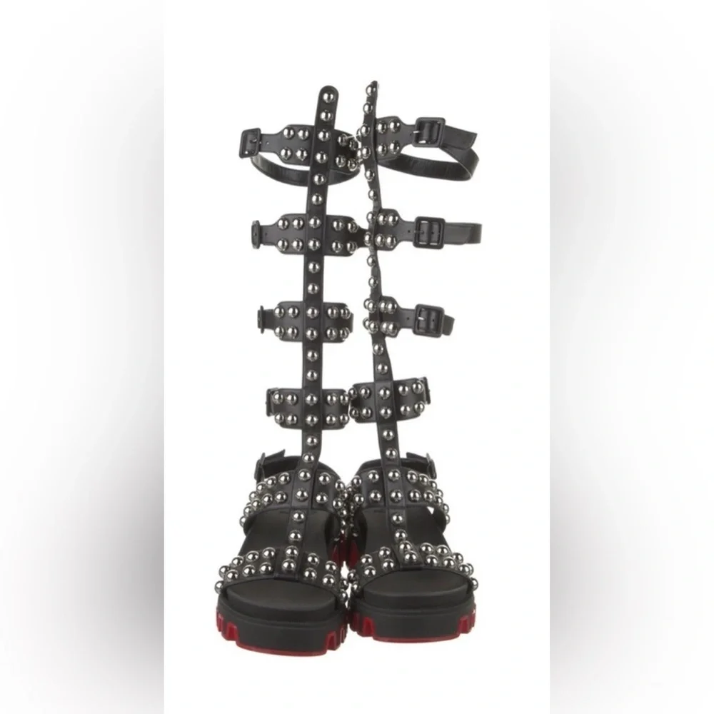 NIB Christian Louboutin Gladiadune Lug Sole Studded Gladiator Sandals Size 39.5 - Picture 3 of 10